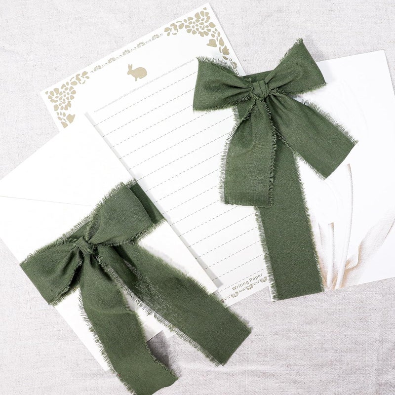 Keypan Hunter Green Ribbon 1-1/2 x 15 Yards Handmade Cotton Frayed Fringe Fabric Ribbons for Crafts Flower Bouquets Wedding Christmas Tree Home DIY Decor - Image 3